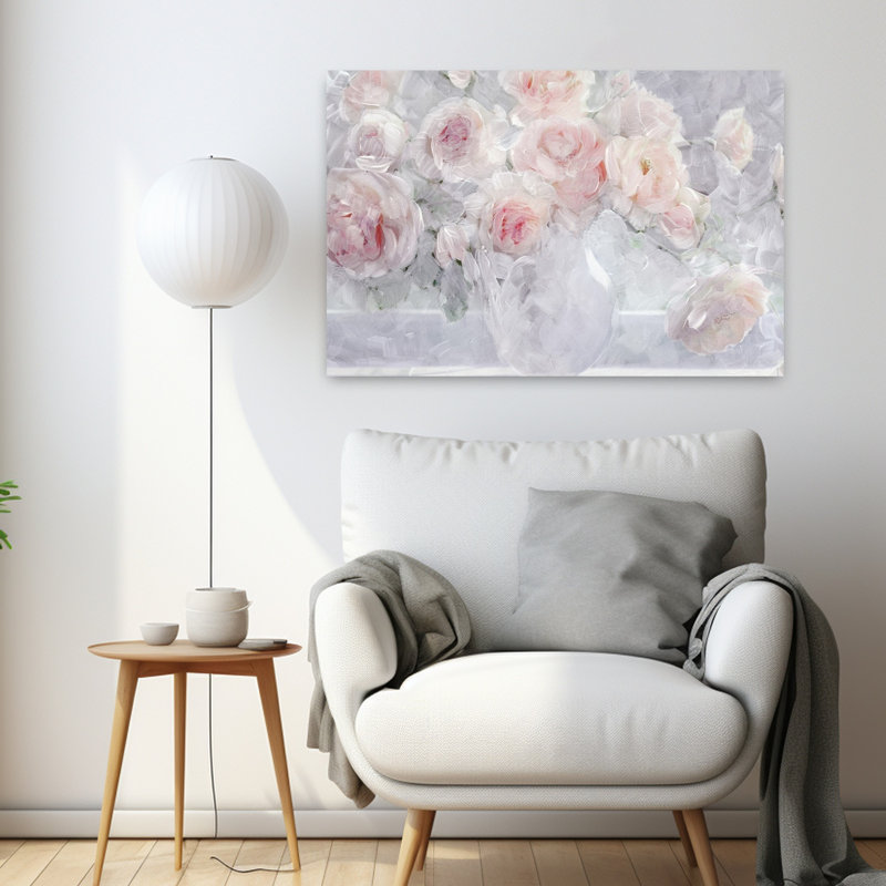 Fleurs fluides, art romantique classique contemporain, H 24 po x l 36 po