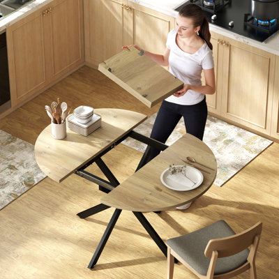 Table de salle à manger extensible, table de cuisine industrielle de 39,5 po à 53 po, naturel