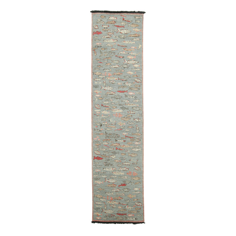 Burano Hand Knotted Wool Area Rug, Runner 3' x 10'