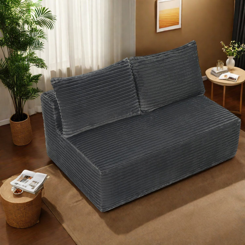 Canapé à compression, tissu moelleux 57 x 35 x 24, gris moderne