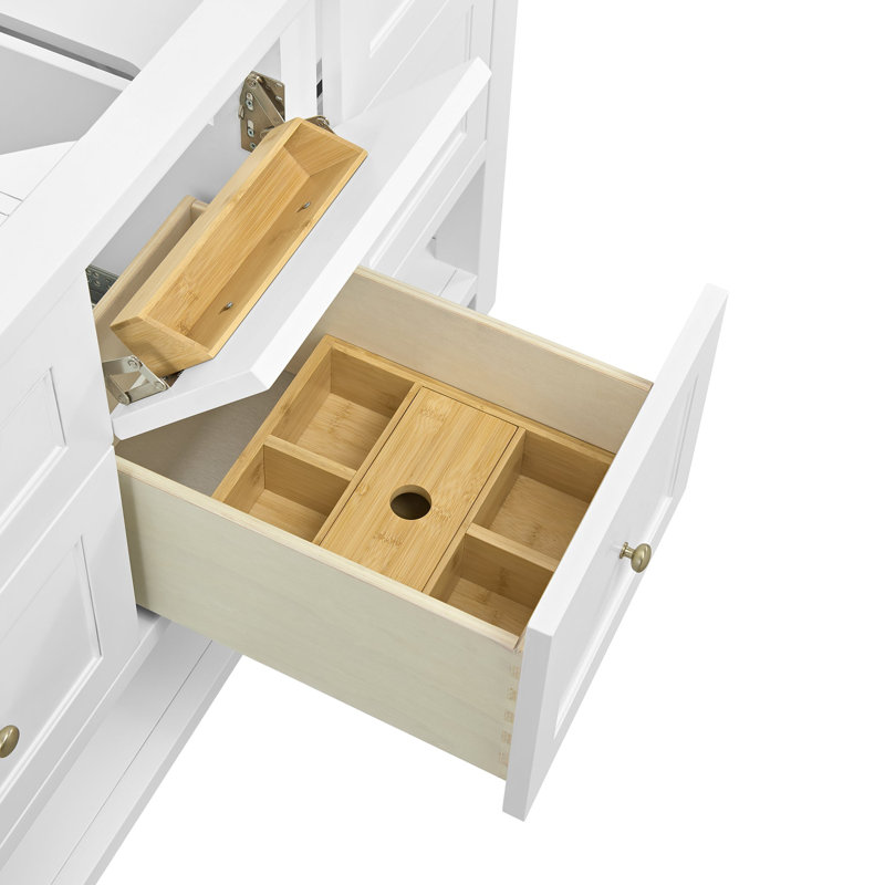 Breckenridge 60'' W Double Vanity, Bright White, Carrara White Marble, Widespread