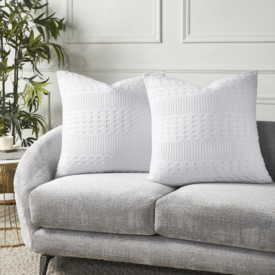 Ensemble de 2 taies décoratives standard en coton gris foncé Waffle Weave