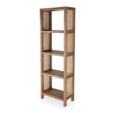 Mesa Cane and Solid Wood 4- Tier Etagere Bookcase