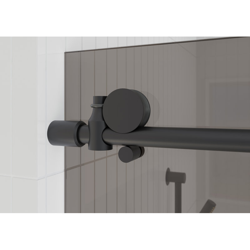 Equinox 56 - 60 in. x 60 in. Fully Frameless Gray Tinted Sliding Bathtub Door, Matte Black