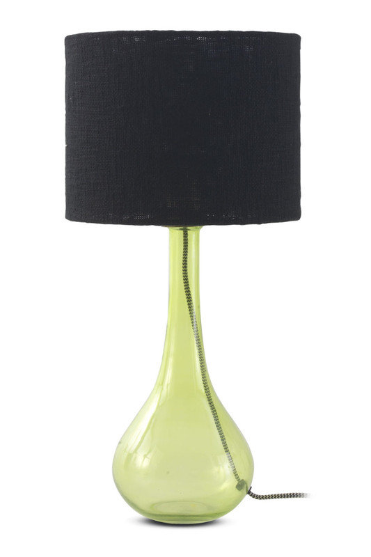 Krouse Glass Table Lamp, Black, Green, 53 H x 26 W x 26 D cm