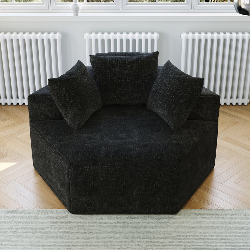 Canapé simple en chenille éponge, Chenille noir