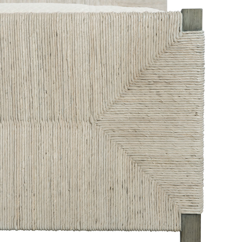 Alannis King Panel Bed with Woven Abaca Headboard in Rustic Grey