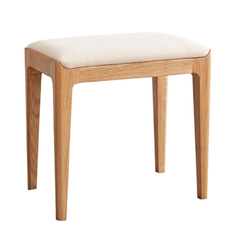 Tabouret de coiffeuse en bois massif, Naturel