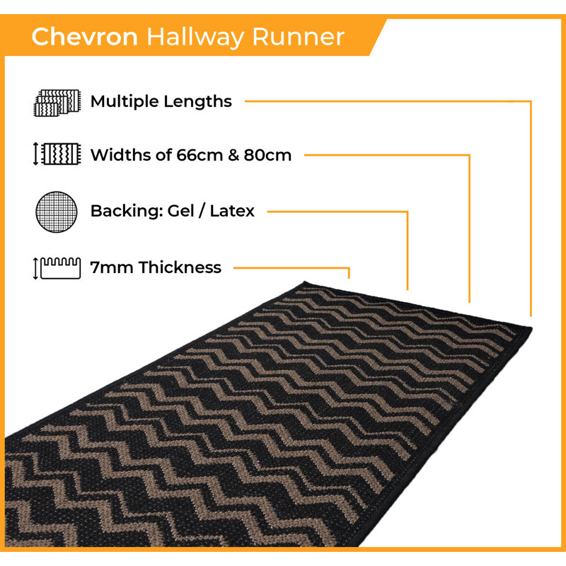 Andres Chevron Hand Woven Indoor Area Rug, Rectangle 80 x 150cm