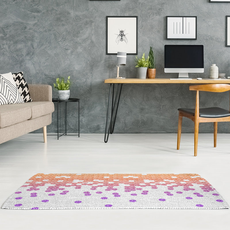 Tapis de saumon carré/mauve, Rectangle 3 pi x 5 pi