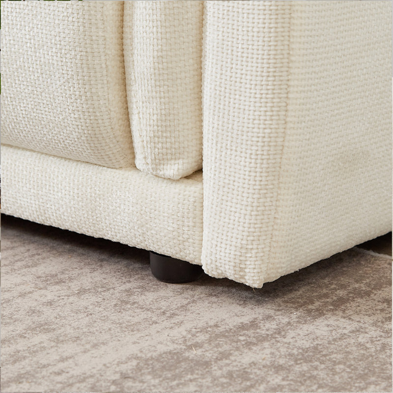 Canapé de 98,5 po à 3 places avec un design unique et des accoudoirs souples, Beige