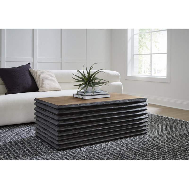 Layered Solid Wood Block Coffee Table