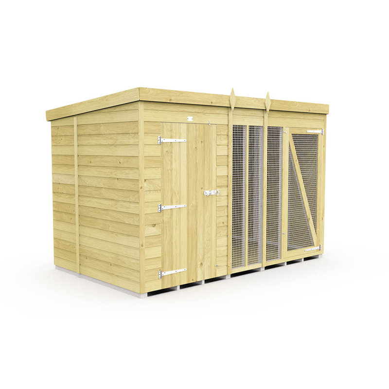 Dog Kennel and Run Full Height, 201cm H x 302cm W x 178cm D