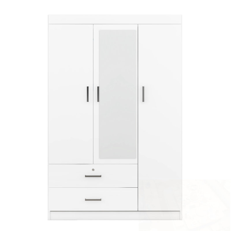 Miroir 3 portes crème avec tablettes, Blanc