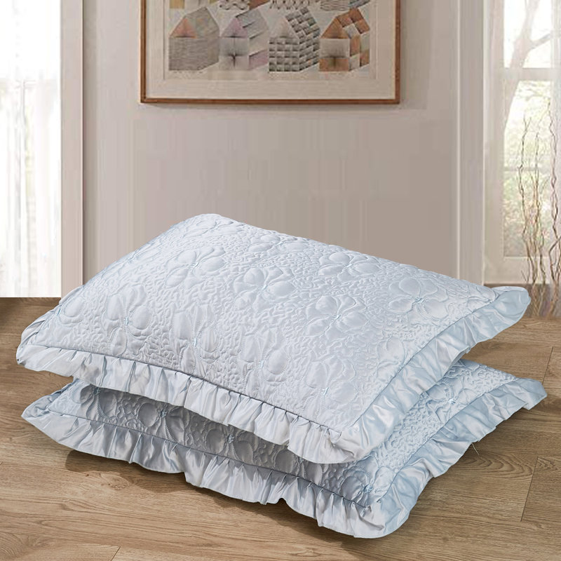 Light Blue Reversible Microfiber Queen Bedspread Set