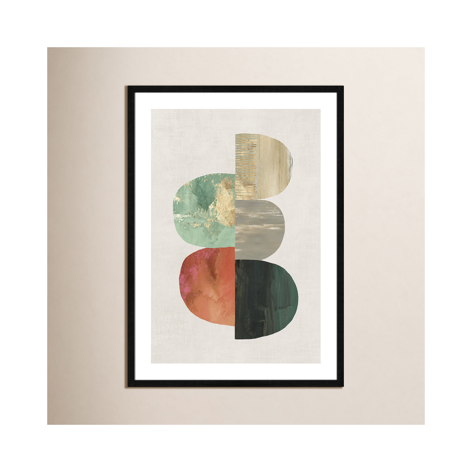 Evolving Energy I - Painting Print, Beige Wood, Picture Framed Paper, 35.5" H x 25.5" W