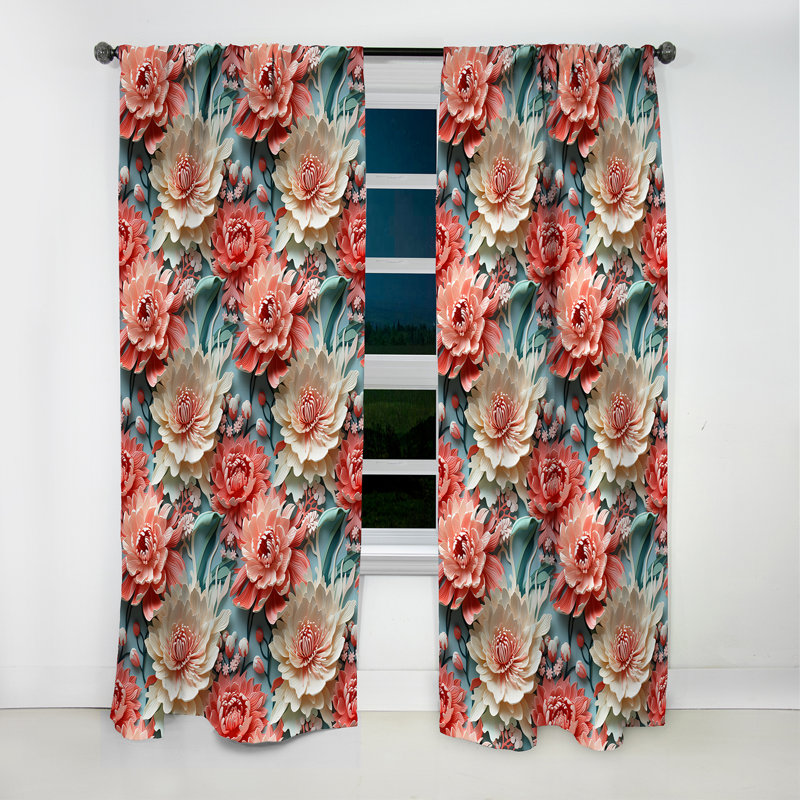 Corail Serenade motif tropical IV - Rideau floral - Rideau occultant floral - 1 panneau, L 52 po x L 108 po
