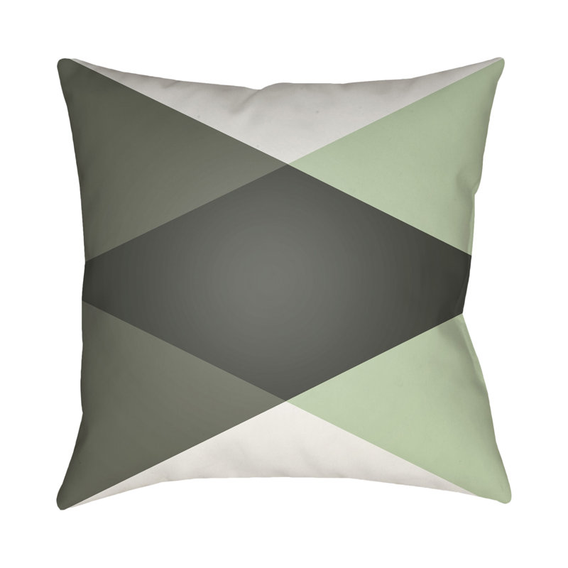 Moderne Geometric Outdoor Throw Pillow, 18" H x 18" W x 4" D, Grey/Mint