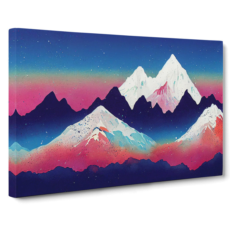 Stellar Painted Mountains Abstract - Wrapped Canvas
