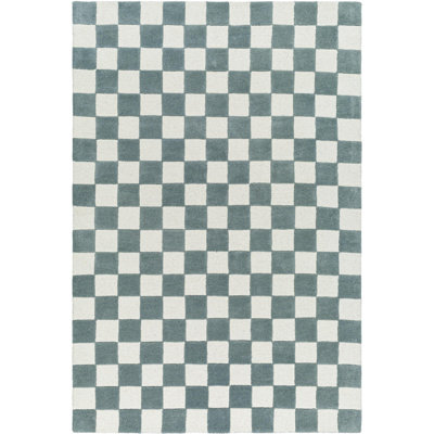 Tapis bleu sarcelle touffeté à la main Jenna
