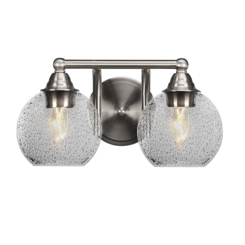 Barre d'éclairage de salle de bain 2 lumières Michell, Marbre blanc, Nickel brossé