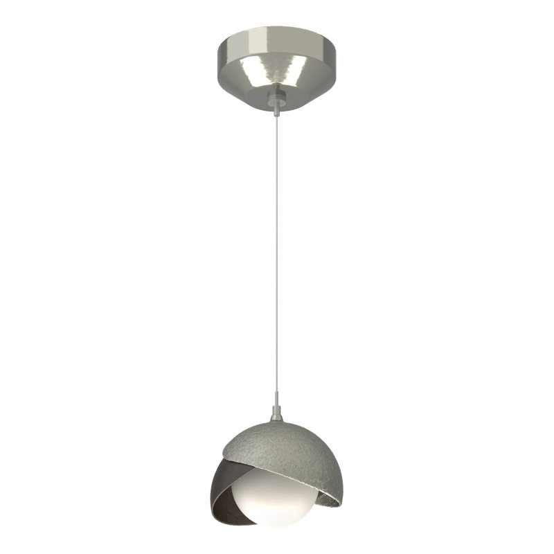Brooklyn 1 - Light Single Globe Pendant, Sterling, Clear Steel