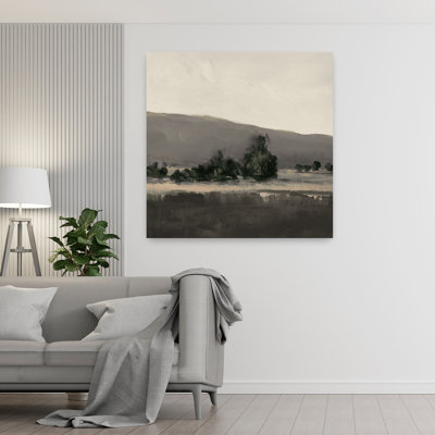 Misty Hillside with Dark Trees I Abstract Contemporary Landscape Nature, art mural