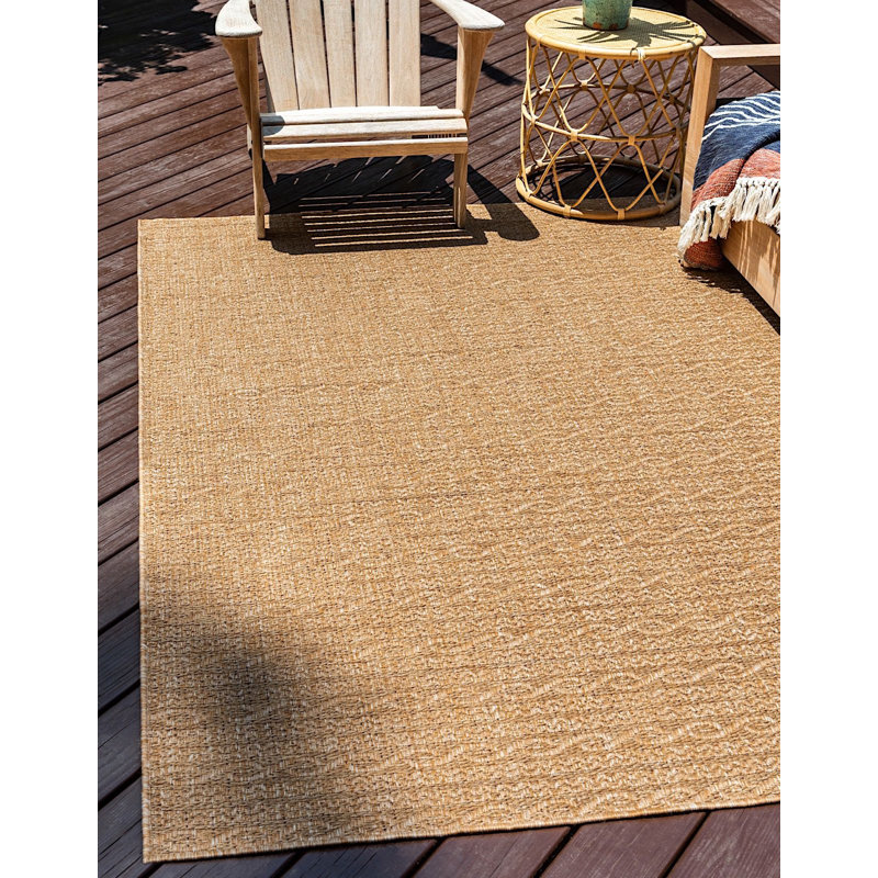 Outdoor Veranda Area Rug Bamboo Color, Rectangle 5'3" x 8'
