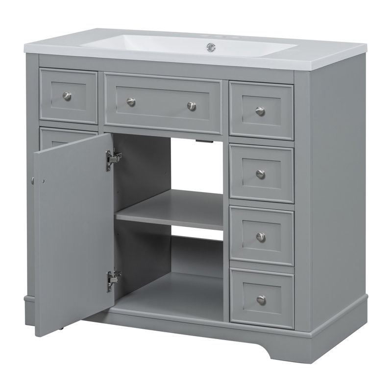 Meuble-lavabo 36 po avec lavabo, Gris