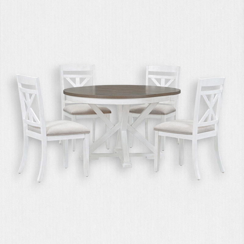 4 - Person Extendable Dining Set, Brown/Beige/Antique White