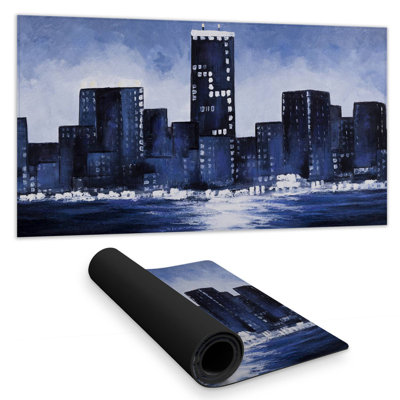Marine blue city - 15.75"x31.50" Desk mat