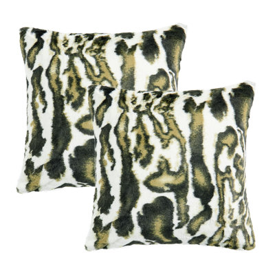 Wild Cat Animal Print Faux Fur Pillow Cover