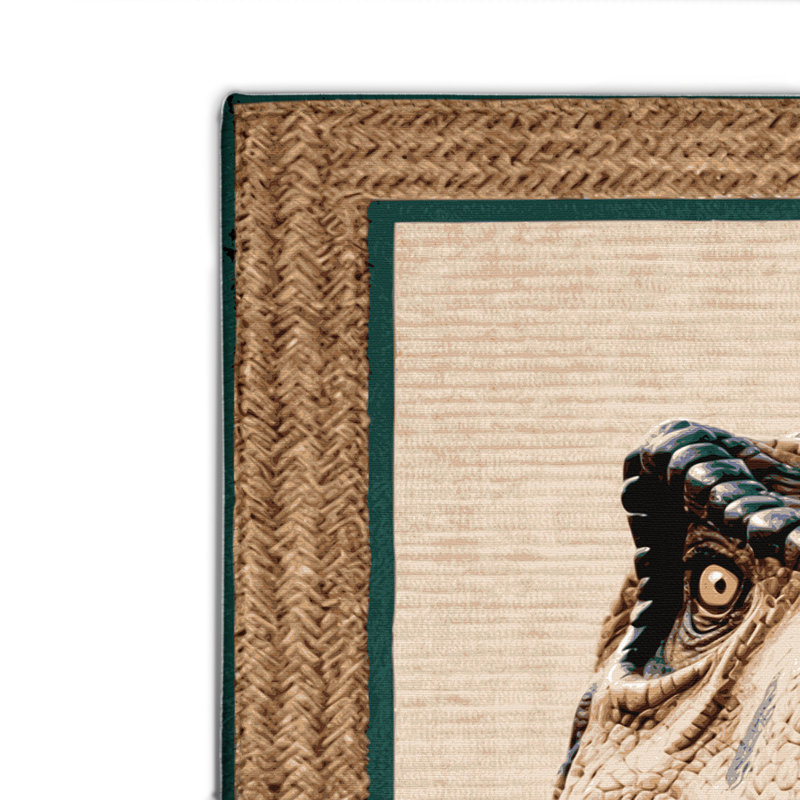 Tapis intérieur et extérieur beige Dinosaurs, Rectangulaire 8 pi x 10 pi