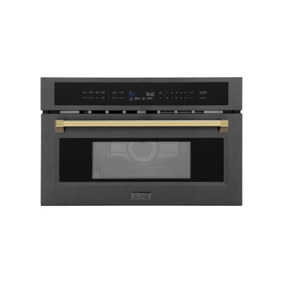 ZLINE Autograph Edition 30 in. 1.6 cu ft. Built-in Convection Microwave Oven in Black Stainless Steel