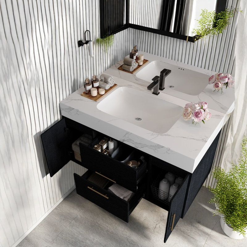 Meuble-lavabo compact compact avec lavabo et rangement de qualité supérieure