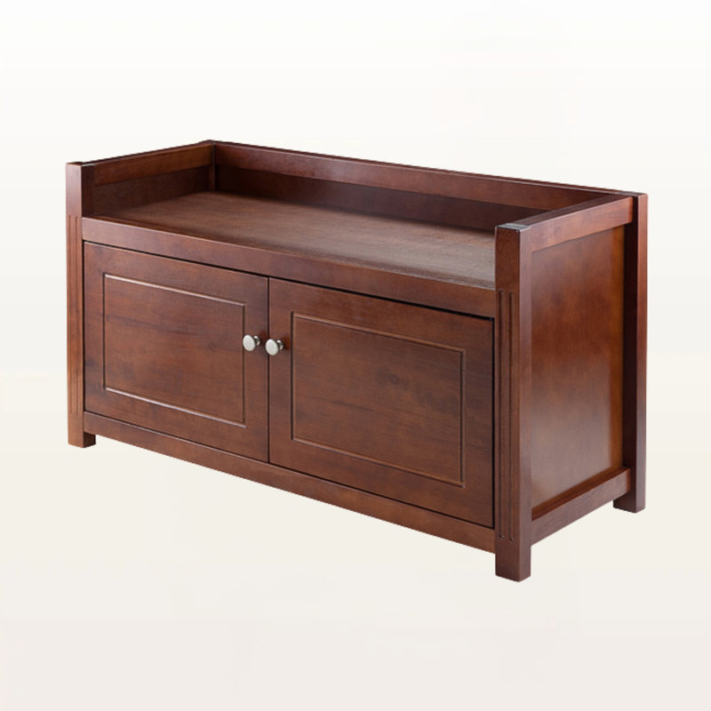 Banc de rangement 2 pièces avec compartiment de rangement brun Brock, H 21,45 po x l 39,57 po x P 15,21 po Brock