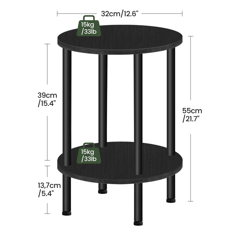 Table de bout à 2 niveaux, Noir