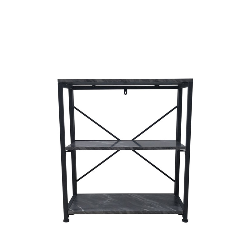 Akshata 3 Tier Bookshelf Standing Bookcase Metal and Wood Shelving Unit for Storage, Display Unit