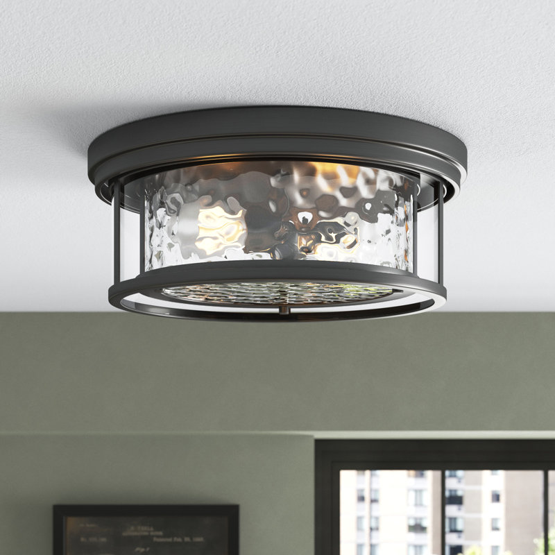 Masuda Glass Flush Mount, Matte Black