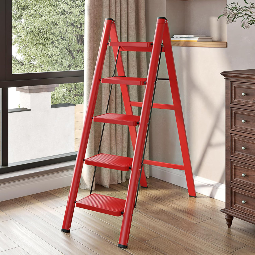 5 - Step Iron Lightweight Folding Step Ladder