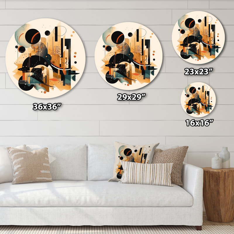 Décoration murale en métal noir et doré, H 36 po x l 36 po x P 1 po