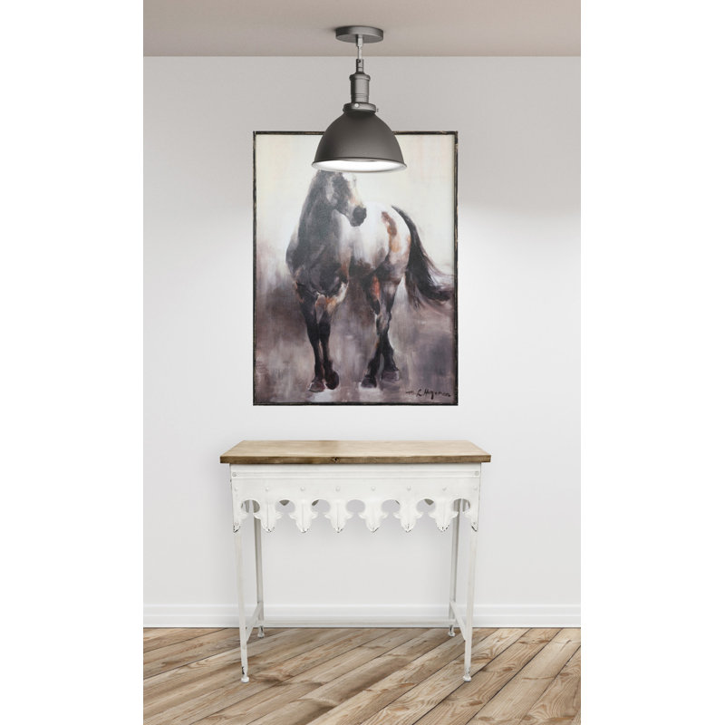 Console rustique en métal avec plateau en bois massif Deitra, Blanc antique