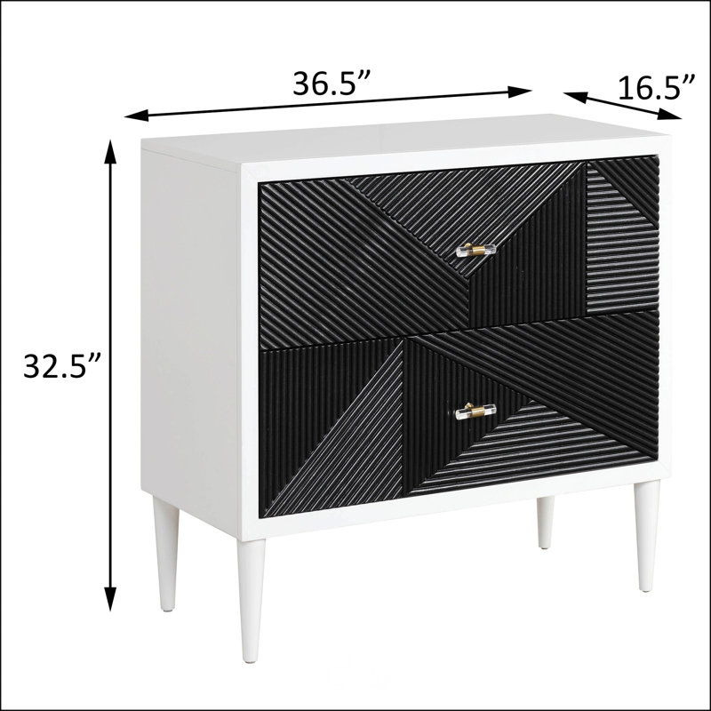 Table de chevet blanche et noire avec 2 tiroirs