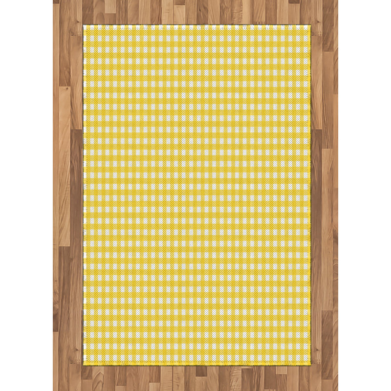 Tapis décoratif à haute densité en fibres de polyester à carreaux, Rectangle— 4 pi x 5 pi 8 po