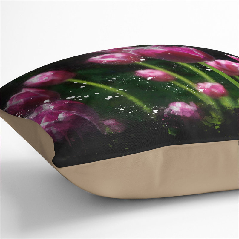 Pink Tulip Flowers Scatter Cushion, Stone, 40cm H x 40cm W x 15cm D