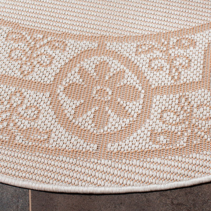 Tapis d'intérieur / extérieur à motif floral lavable à la machine Murielle, Rond 6 pi 7 po