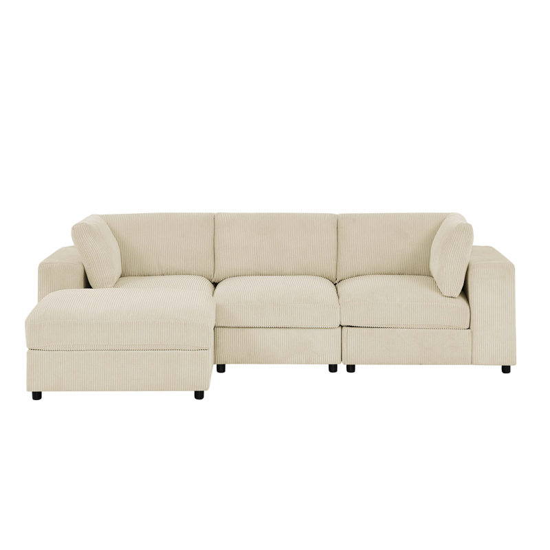 Canapé modulaire en velours côtelé Beglobe, Velours côtelé beige