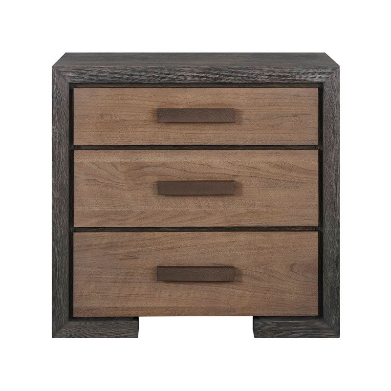 Modern Veil Veil/Mist Two-Tone Soft Close Nightstand, Brown