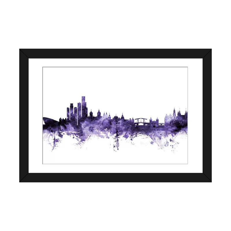 « amsterdam, the néerlandaise horizon » par michael tompsett, reproduction d’impression sur toile tendue, Blanc