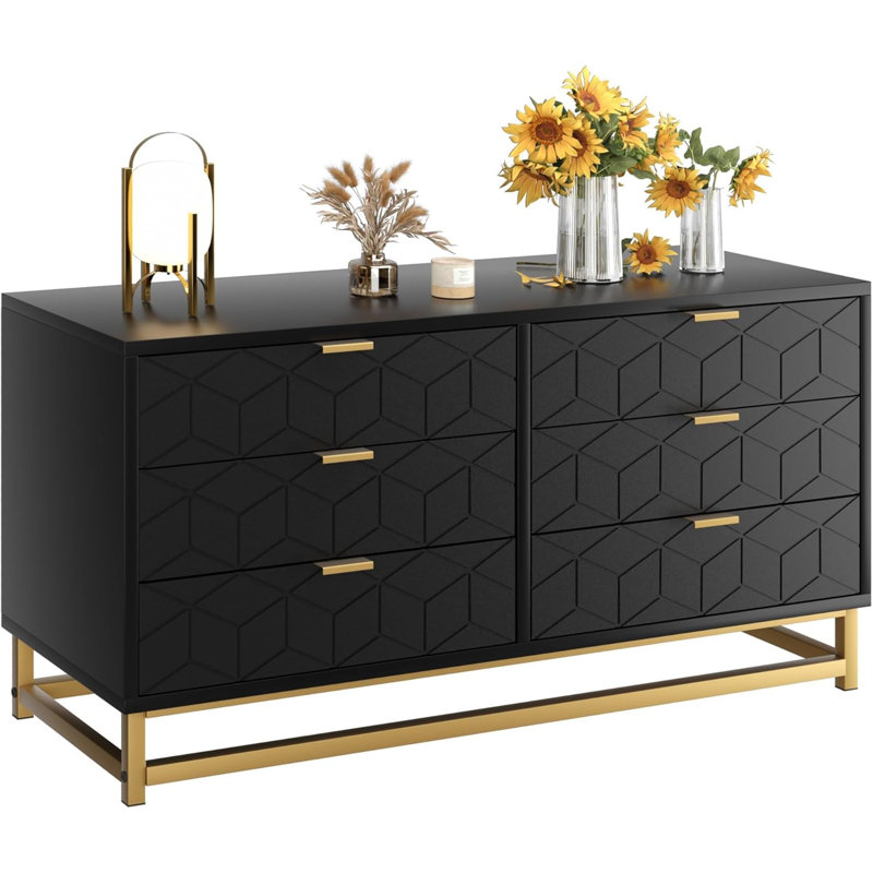 6 Drawer Dresser For Bedroom, Chest Of Drawers With Base, Modern Dresser Chest Cabinet Organizer, Large Dresser For Hallway, Closet